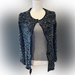 Women's Knit Sweater Black/White Botton Cardigan